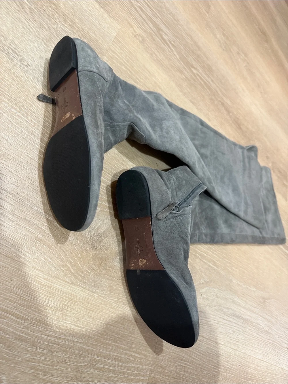 Gray Suede Over-the-Knee Boots